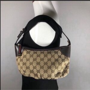 Gucci Signature Brown and Cream Shoulder Bag